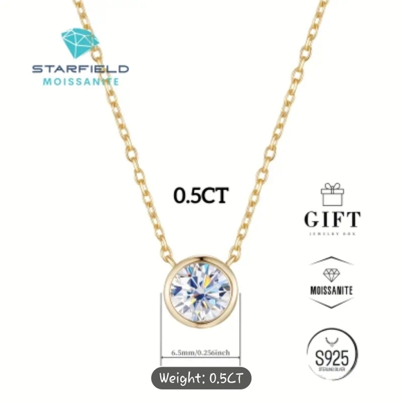 GRA CERTIFIED 0.5 Carat 14k Gold Plated Golden Bubble Moissanite Pendant - Picture 2 of 11